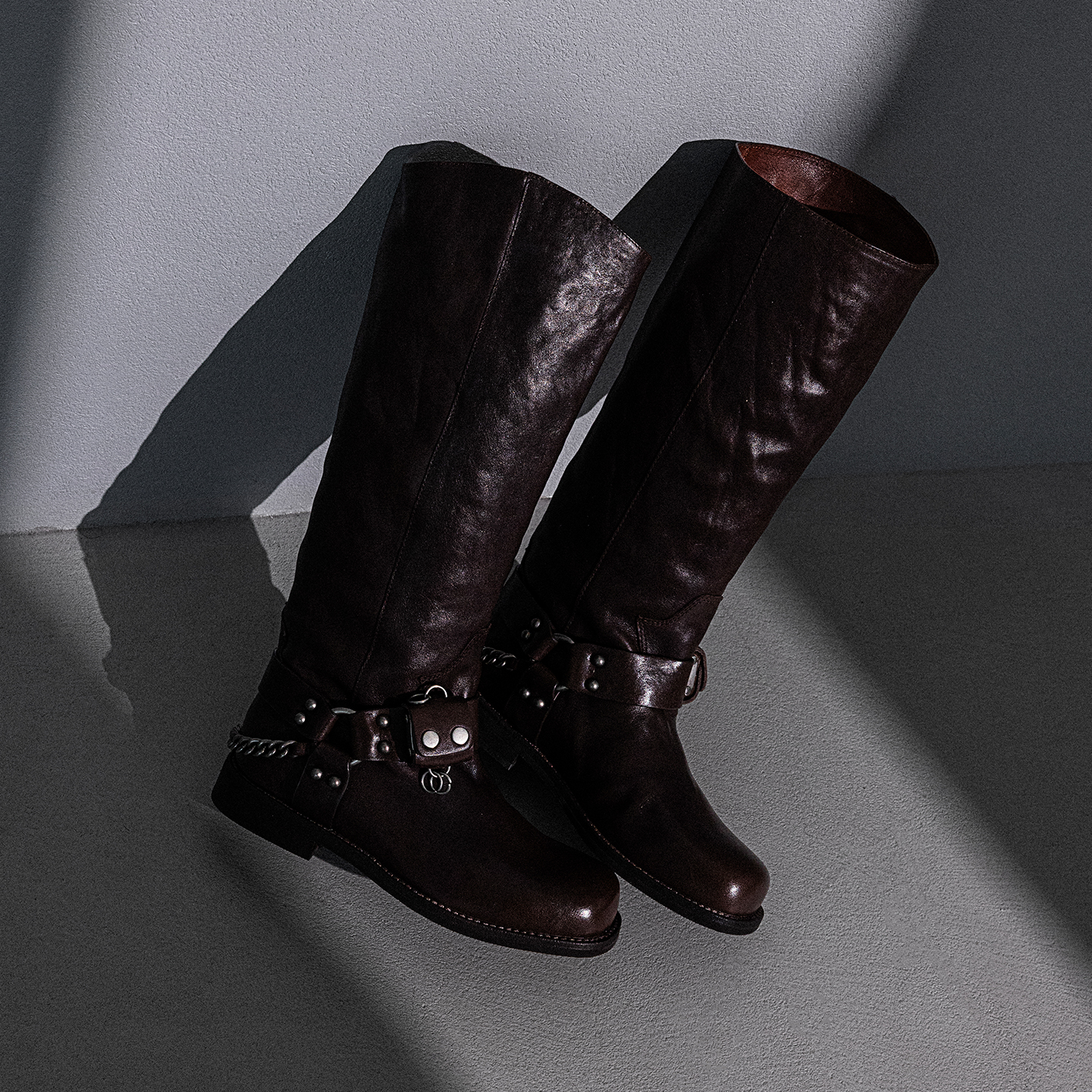 曼晨复古咖长筒靴厚底时装靴子女