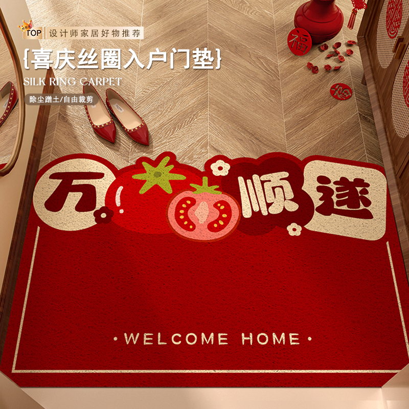 红色进门玄关耐脏防滑地垫脚垫子