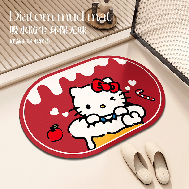 卡通浴室地垫hellokitty硅藻泥防滑门口吸水地毯家用卫生间脚垫子