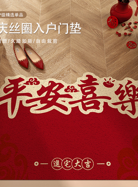 红色丝圈地垫入户门垫家用门外地毯进门门口防滑脚垫子入门可裁剪