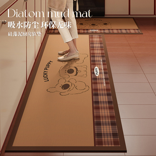 复古卡通厨房专用硅藻泥吸水软垫家用防滑脚垫子可擦免洗耐脏地毯
