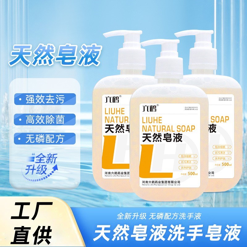 六鹤天然皂液植物洗手液去污强无残留泡沫细腻易T清洁洗手液家庭