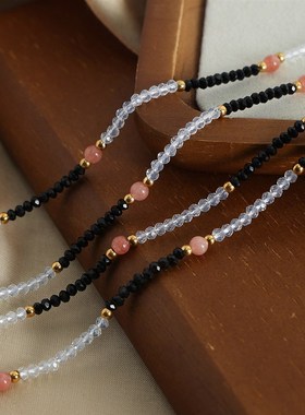 混搭天然石圆珠串l珠手工项链美拉德配饰百搭精致气质锁骨链饰品