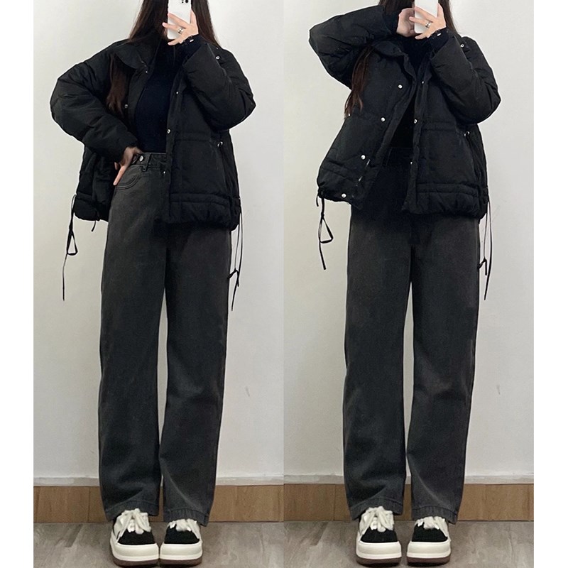 2025春季新款可调节松紧腰宽松大码女装胖mm梨型身材阔Z腿牛仔裤