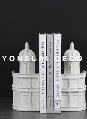 现代软装饰品家居摆件样板房间桌面书档书房艺术品建筑系列书靠