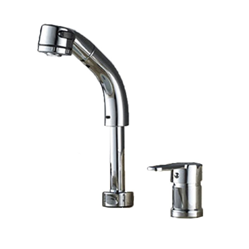 黑色双孔抽拉式面盆冷热水龙头洗手池洗脸盆台盆龙头升降洗头旋转