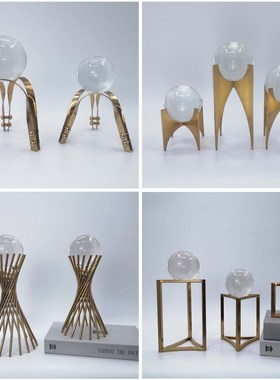 水晶球摆件欧式客厅软装书柜办公室美式玻璃球北欧简约家居装饰品