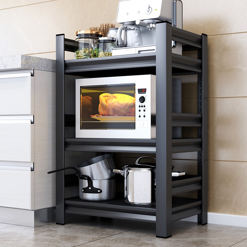 厨房置物架落地式三层微波炉烤箱架收纳架家用角落台面多层1009a