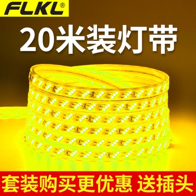 贴片 20米装 led灯带室s外家用客厅防水装 饰220v变色黄光嵌入式