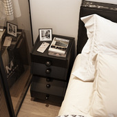 黑色床头柜家用卧室30公分小型置物架40cm宽矮柜实木床边收纳柜子