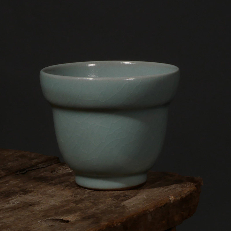 清凉寺仿古釉汝瓷主人杯折口葫芦杯手工天青色汝窑品茗杯开片可养