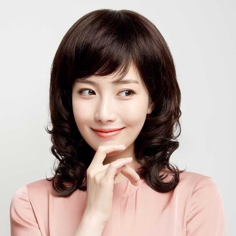 假发女中长卷发大波浪假发全头套中老年妈妈发型真发发套中长发