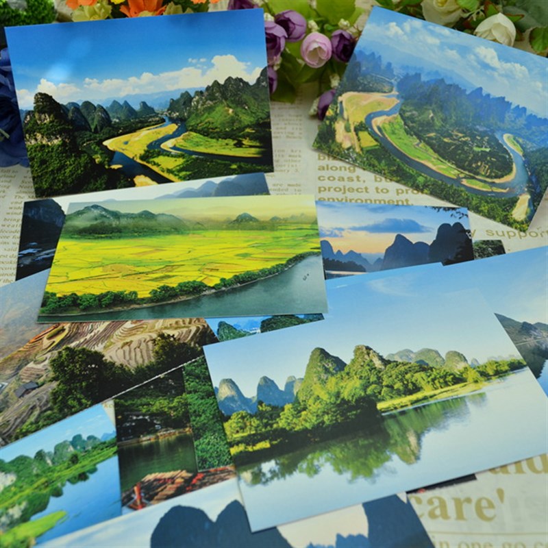 广西桂林山水风景明信片阳朔漓江文艺摄影贺卡旅游纪念品礼物卡片