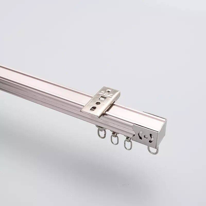 铝合金窗帘轨道罗马杆窗帘杆双轨单轨道滑轨滑轮滑道导轨顶装侧装
