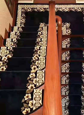 定制楼梯踏步垫地毯阶梯式实木蓝色免胶自粘家用长方形别墅防滑垫