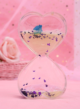 可爱桃心爱心亮片海洋动物漂浮滴油漏亚克力沙漏送同学毕业礼品