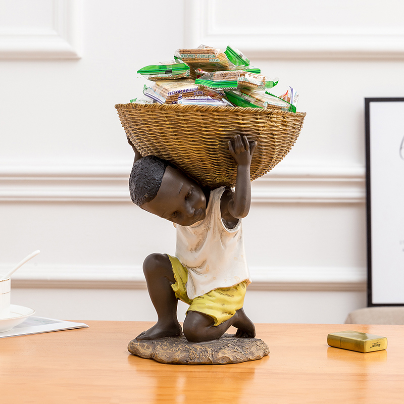 创意个性非洲人物男孩笔筒收纳摆件工艺品办公室装饰实用生日礼物