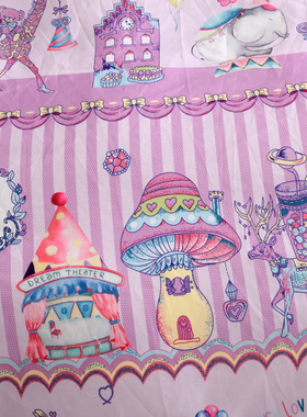 紫色马戏团全棉枕套一对装梦幻公主纯棉枕头套48 74cm学生枕芯套