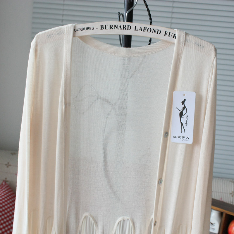 夏超长薄款空调衫长袖宽松风衣女针织开衫防晒服外搭披肩沙滩外套