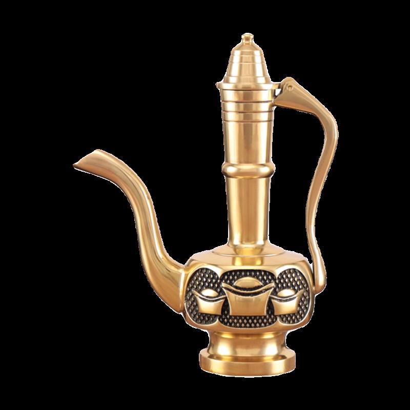 黄铜酒壶财神爷供酒杯纯铜茶壶铜茶杯家用佛前供杯圣水杯招财贡台