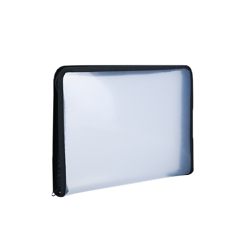 透明斜纹文件袋PP拉链包A4资料整理收纳包学生试卷文具袋