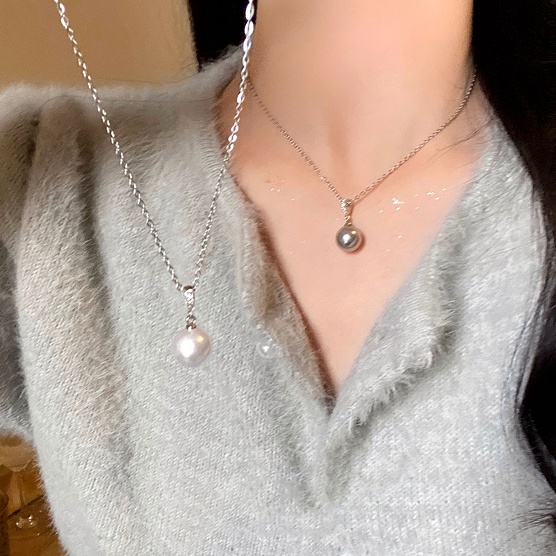 方圆脸 气质珍珠项链女2024新款轻奢小众设计感锁骨链颈链毛衣链