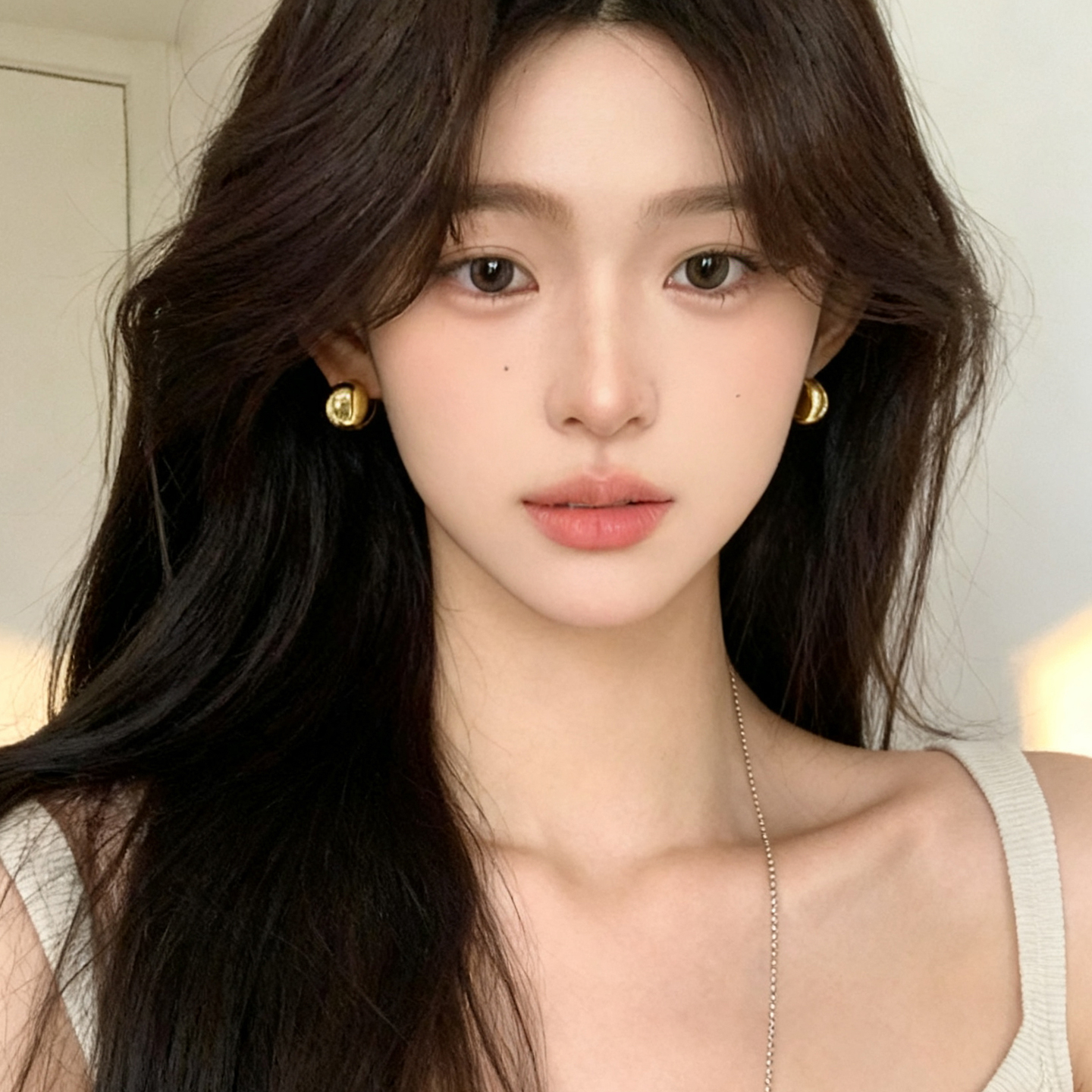 韩系金属光面耳环女小众设计
