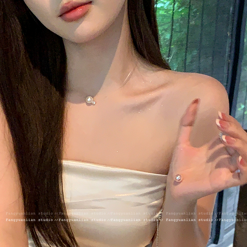 简单高级！一颗珍珠鱼线简约锆石颈链路路通轻奢单颗通勤女夏项链
