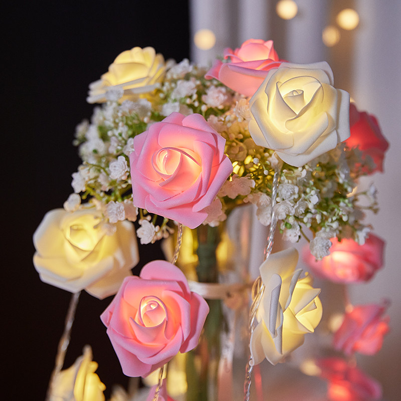 玫瑰花小彩灯串串灯室内求婚氛围灯生日场景布置少女房间卧室装饰