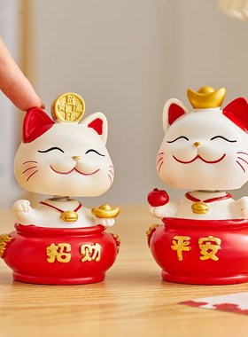 可爱招财猫小摆件客厅玄关家居装饰品创意办公室桌面摆设开业礼物