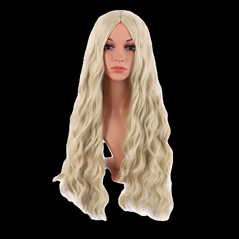 潼漫 cos假发女长发动漫高温丝蓬松Lolita长卷发奶金色中分全头套