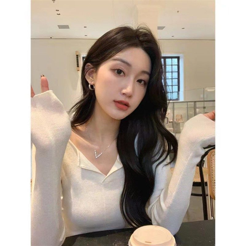 复古POLO领针织打底衫内搭2024秋冬季新款洋气百搭翻领毛衣女上衣,女装/女士精品,羊绒衫,淘宝优惠券,粉丝福利购,淘宝优惠卷