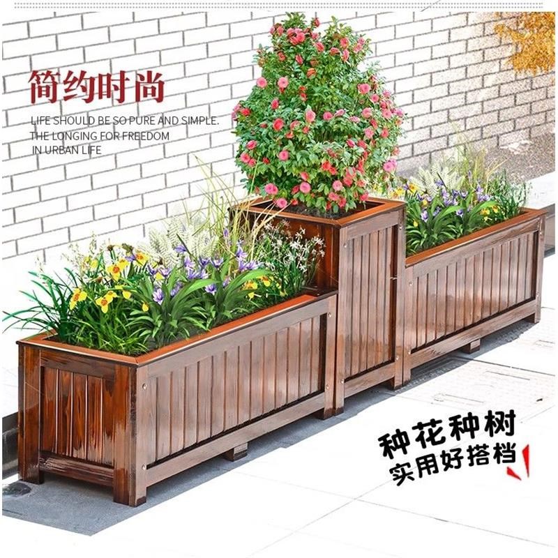 实木防腐木花箱种植箱花盆种菜盆花槽阳台长方形户外阳台种植箱