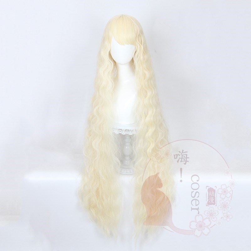嗨coser 日常网红少女假发lolita小羊卷120cm米白色长发