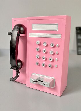 复古铁艺怀旧壁挂IC卡电话机模型工业风餐厅酒吧服装店墙饰壁挂件