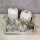 出口金色陶瓷粉色收纳摆件棉签罐储物罐糖果罐子首饰收纳罐烛台罐