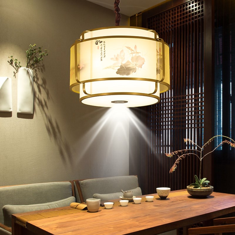 新中式仿古吊灯客餐厅金色复古中国风走廊饭店酒店火锅店餐饮灯笼