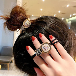 新款时尚韩国高端丸子头发绳女高弹力皮筋半扎马尾发圈头饰头绳