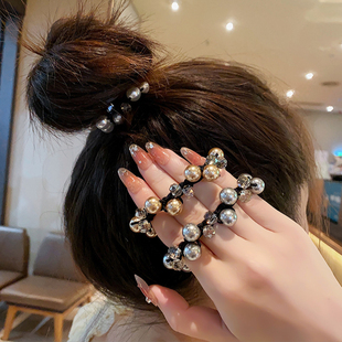 气质珍珠手链发绳女新款两用款头绳高级感扎马尾丸子头橡皮筋发饰