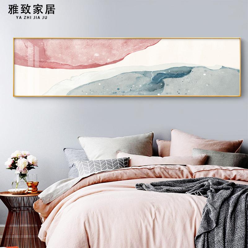 现代简约卧室床头装饰画抽象挂画客厅沙发背景墙北欧风长横幅壁画