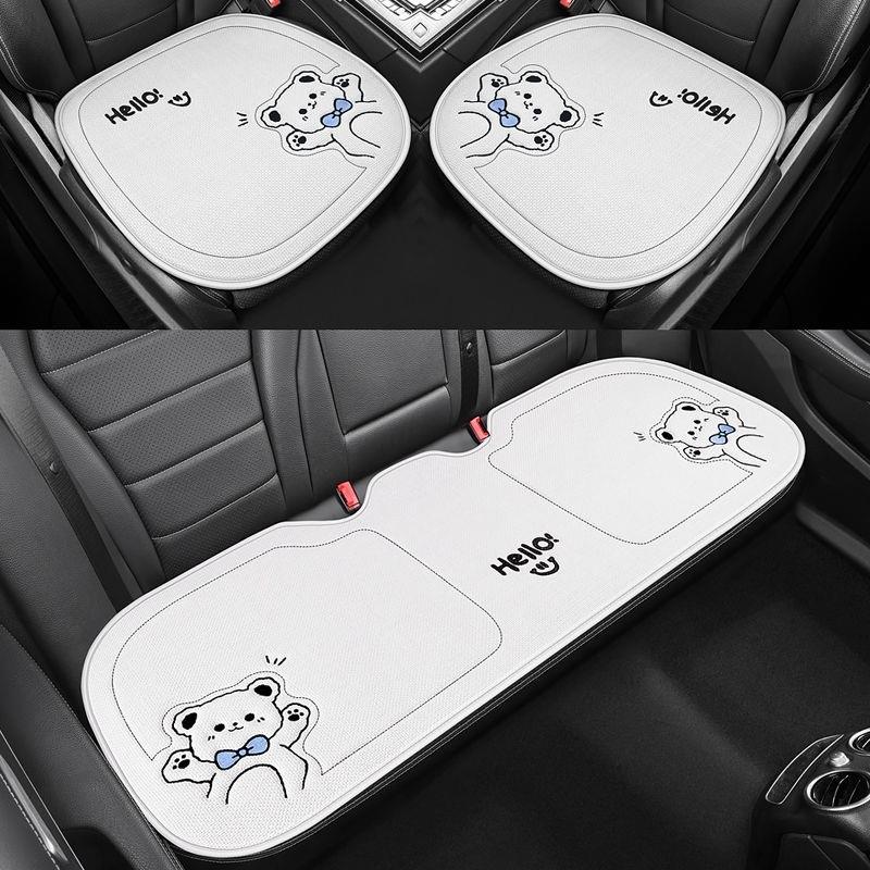 汽车坐垫四季通用女士车内座椅垫亚麻座套后排座垫车座车垫座位