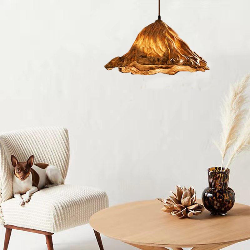 新中式茶室禅意民宿装饰仿古枯叶荷叶灯罩小吊灯造景餐厅走廊复古