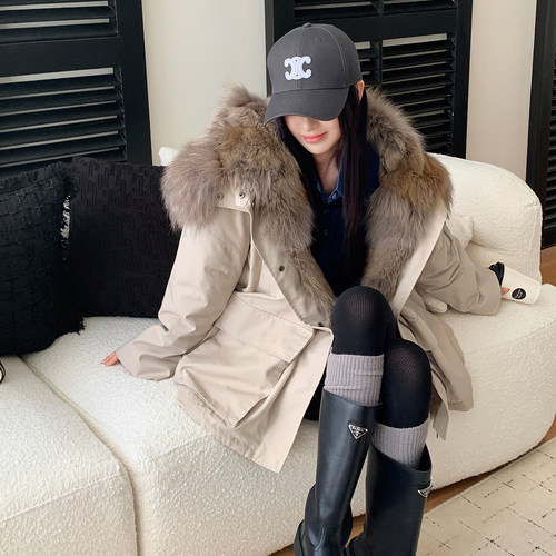 派克服大毛领可脱卸狼毛内胆外套