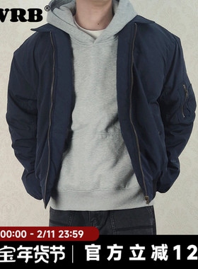 AWRB美式复古cleanfit翻领刺绣棉服男宽松休闲百搭简约外套