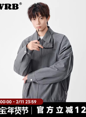 AWRB美式翻领夹克宽松廓形纹理棉服cleanfit休闲西装衬衫外套