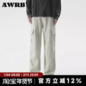 AWRB美式 裤 高街多口袋褶皱休闲长裤 男宽松直筒高街vibe潮牌工装