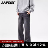 男宽松直筒cleanfit简约闪电纹长裤 AWRB美式 复古水洗潮牌牛仔裤