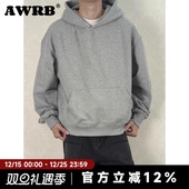 AWRB美式 宽松简约上衣 复古cleanfit短款 卫衣男加厚休闲百搭帽衫
