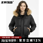 冬季 AWRB美式 高街连帽可拆卸毛领短款 cleanfit派克服加厚外套棉衣