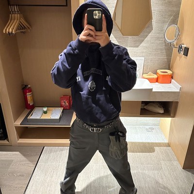 SKPN狼灰简化改版伐木裤工装裤宽松直筒多口袋休闲春秋男美式长裤